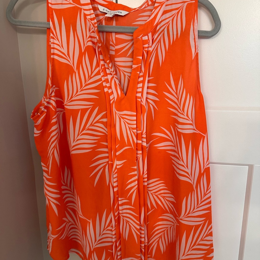 41 Hawthorn Vibrant Orange Leaf Print Blouse